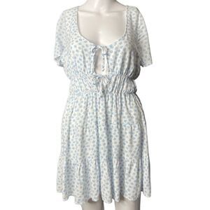 La Hearts White and Blue Floral Mini Dress
